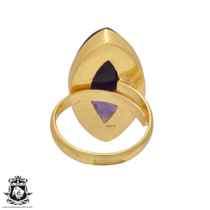 Size 10.5 - Size 12 Ring Amethyst 24K Gold Plated Ring GPR427