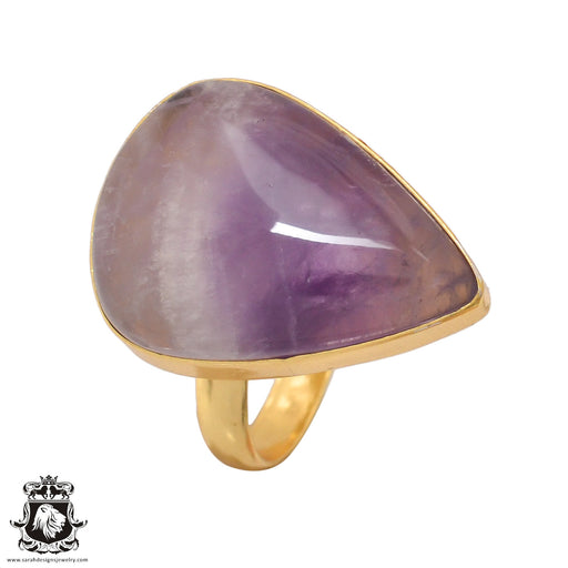 Size 7.5 - Size 9 Ring Amethyst 24K Gold Plated Ring GPR429