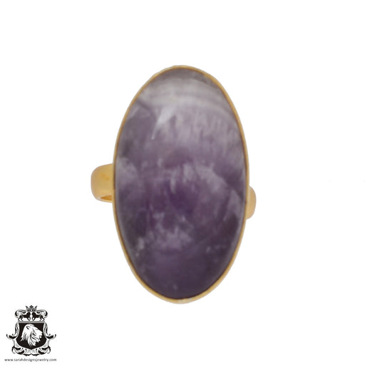 Size 6.5 - Size 8 Ring Chevron Amethyst 24K Gold Plated Ring GPR437