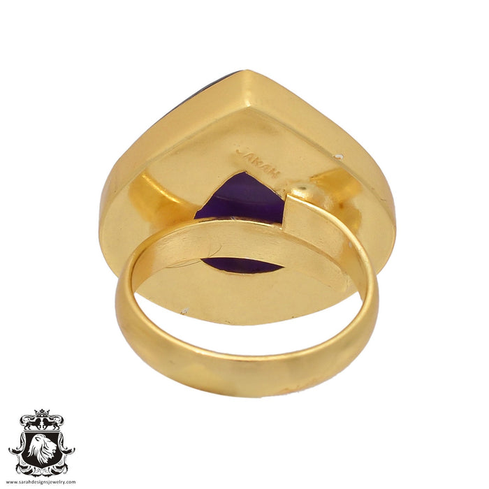 Size 6.5 - Size 8 Ring Amethyst 24K Gold Plated Ring GPR446