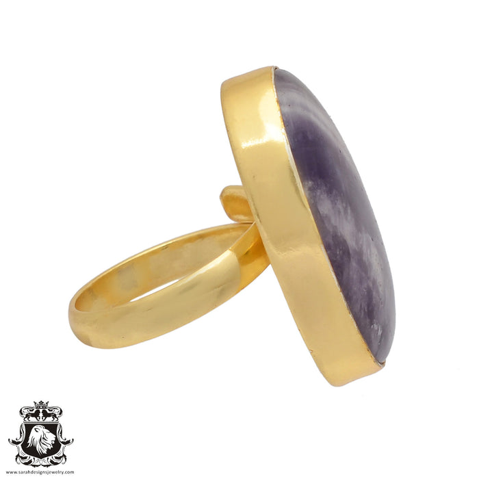 Size 7.5 - Size 9 Ring Chevron Amethyst 24K Gold Plated Ring GPR447