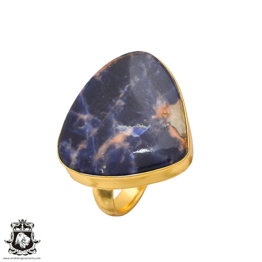 Size 6.5 - Size 8 Ring Sodalite 24K Gold Plated Ring GPR194