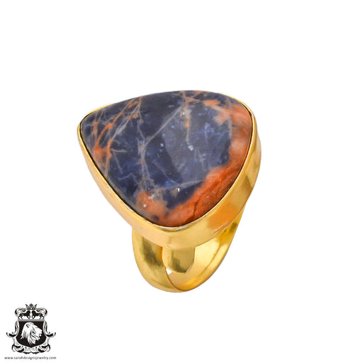 Size 7.5 - Size 9 Ring Sodalite 24K Gold Plated Ring GPR197