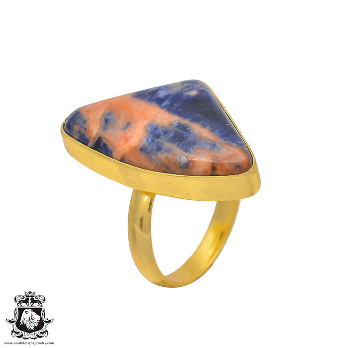Size 9.5 - Size 11 Ring Sodalite 24K Gold Plated Ring GPR200