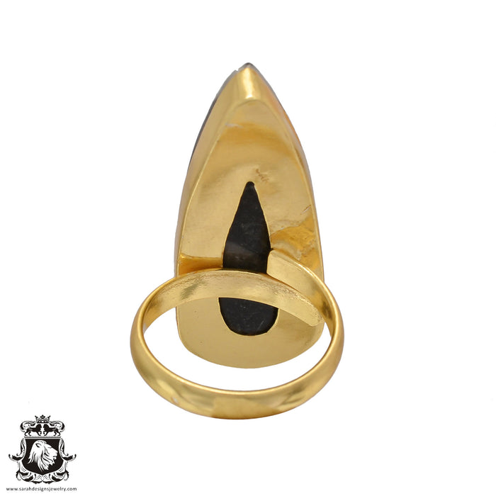 Size 8.50 - Size 10 Ring Orthoceras Fossil 24K Gold Plated Ring GPR471