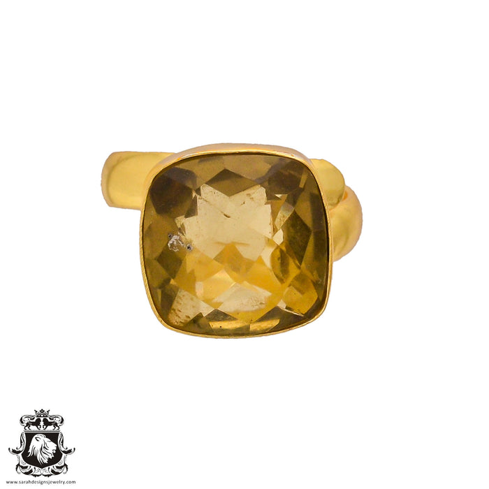 Size 8.5 - Size 10 Ring Lemon Quartz 24K Gold Plated Ring GPR249