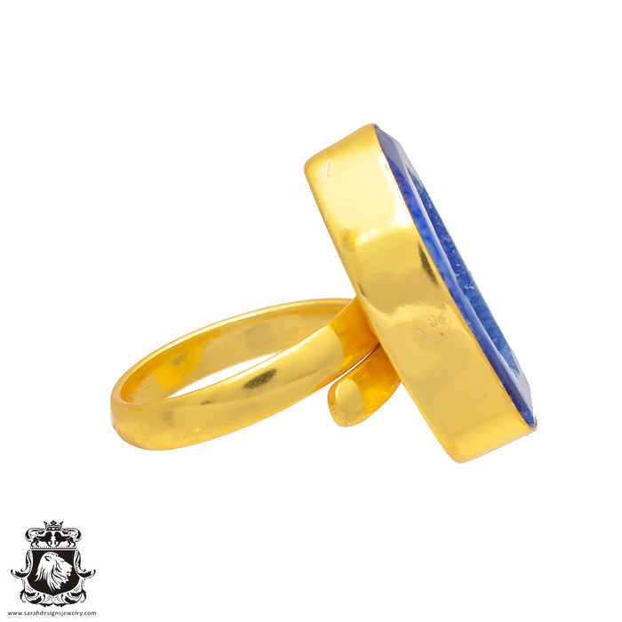 Size 7.5 - Size 9 Ring Ocean Agate Geode 24K Gold Plated Ring GPR294