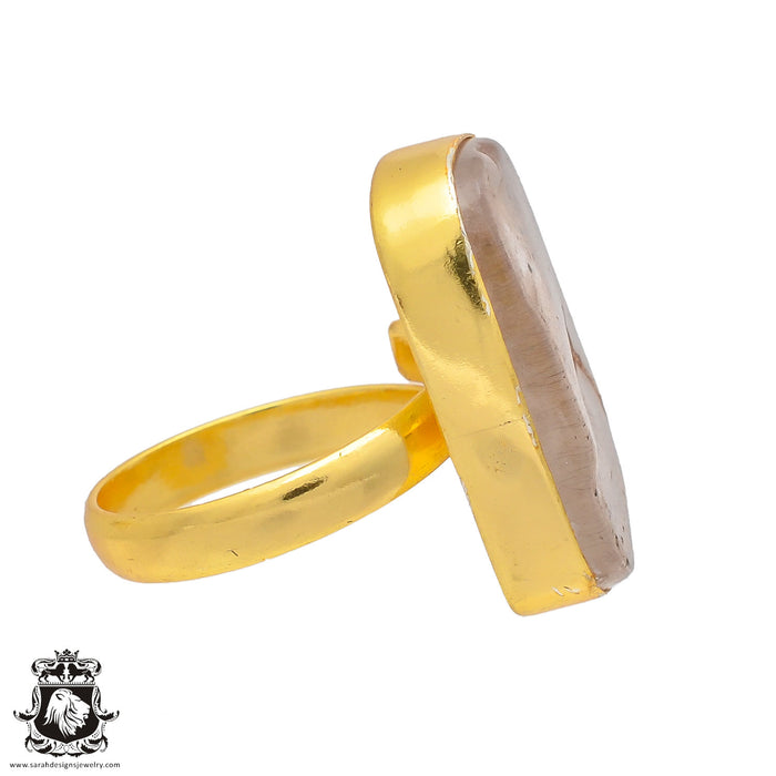 Size 8.5 - Size 10 Ring Super 7 Cacoxenite 24K Gold Plated Ring GPR324