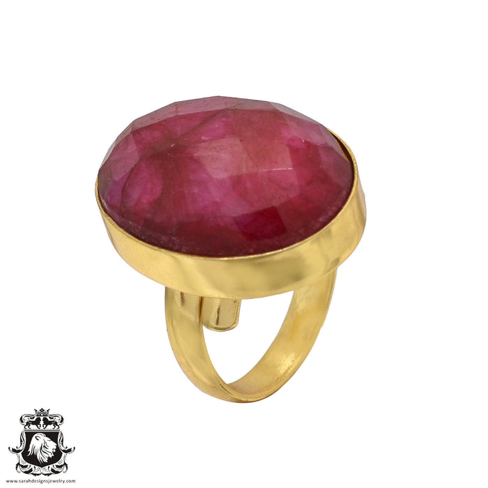 Size 6.5 - Size 8 Ring Kashmir Ruby 24K Gold Plated Ring GPR493