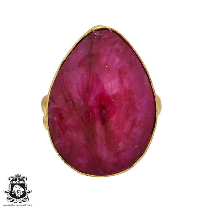 Size 9.5 - Size 11 Ring Kashmir Ruby 24K Gold Plated Ring GPR498