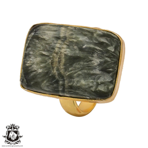 Size 7.5 - Size 9 Ring Seraphinite 24K Gold Plated Ring GPR501