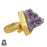 Size 7.5 - Size 9 Ring Amethyst Druzy 24K Gold Plated Ring GPR523
