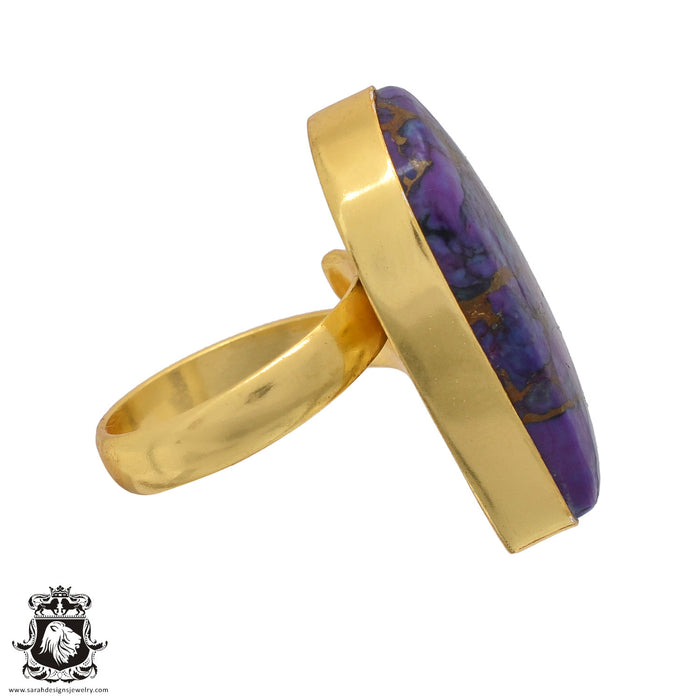 Size 8.5 - Size 10 Ring Purple Mohave Turquoise 24K Gold Plated Ring GPR537