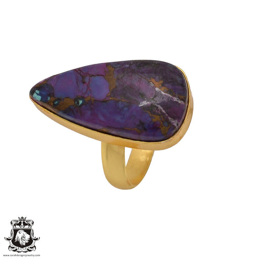 Size 10.5 - Size 12 Ring Purple Mohave Turquoise 24K Gold Plated Ring GPR539