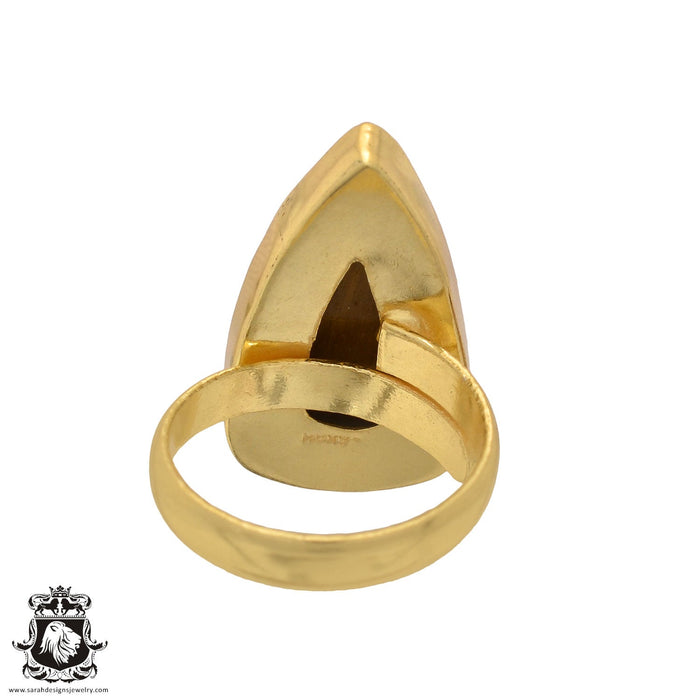 Size 9.5 - Size 11 Ring Tiger's Eye 24K Gold Plated Ring GPR544