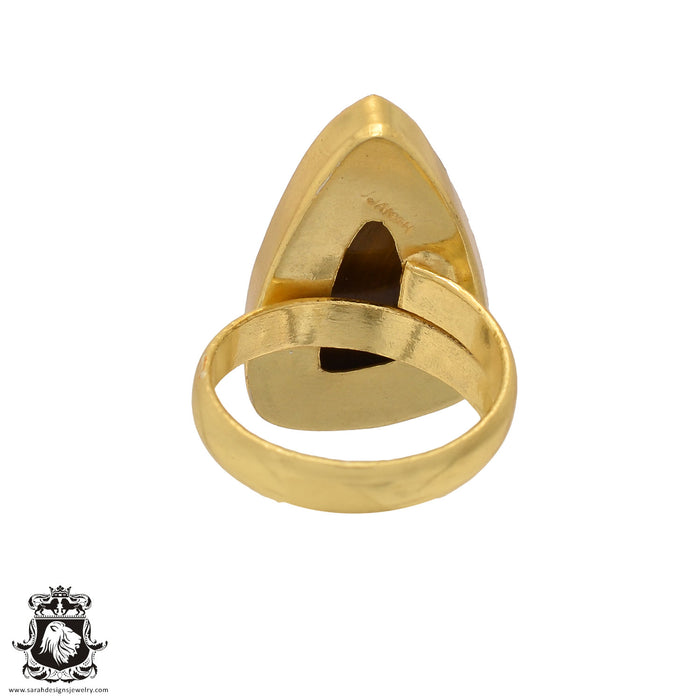 Size 8.5 - Size 10 Ring Tiger's Eye 24K Gold Plated Ring GPR545