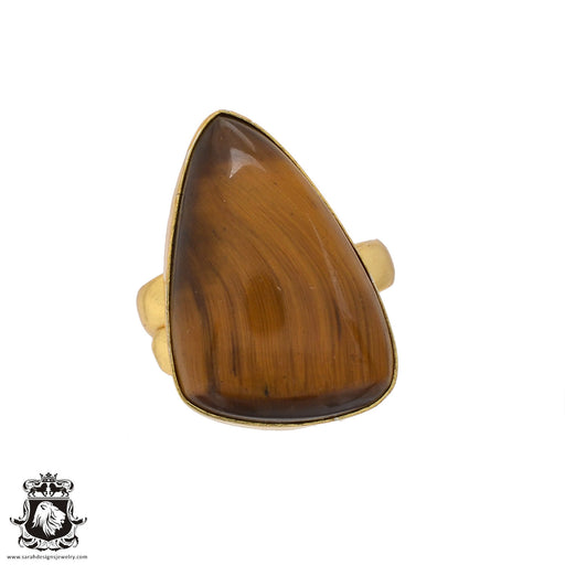 Size 8.5 - Size 10 Ring Tiger's Eye 24K Gold Plated Ring GPR545