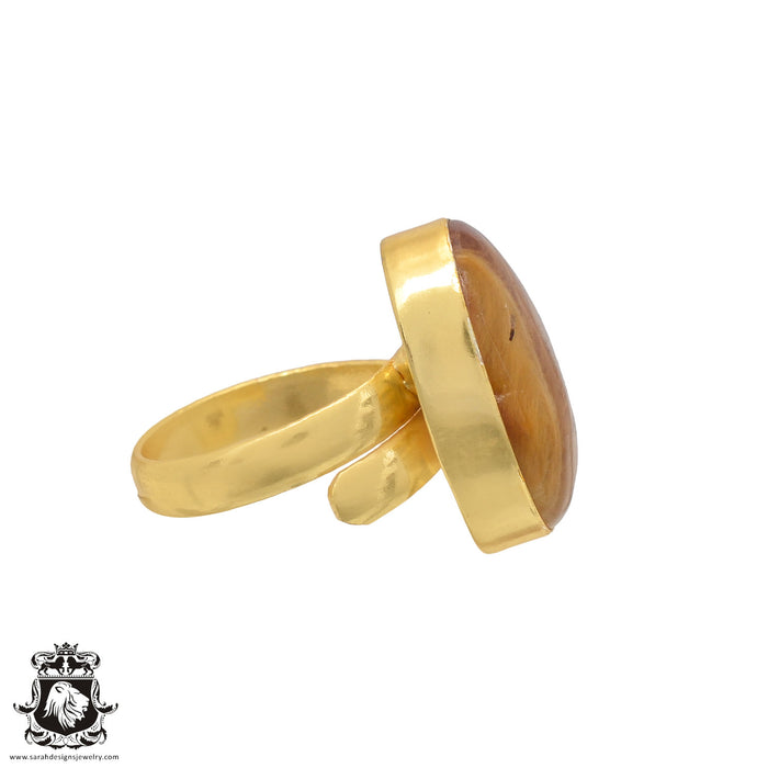 Size 8.5 - Size 10 Ring Tiger's Eye 24K Gold Plated Ring GPR555