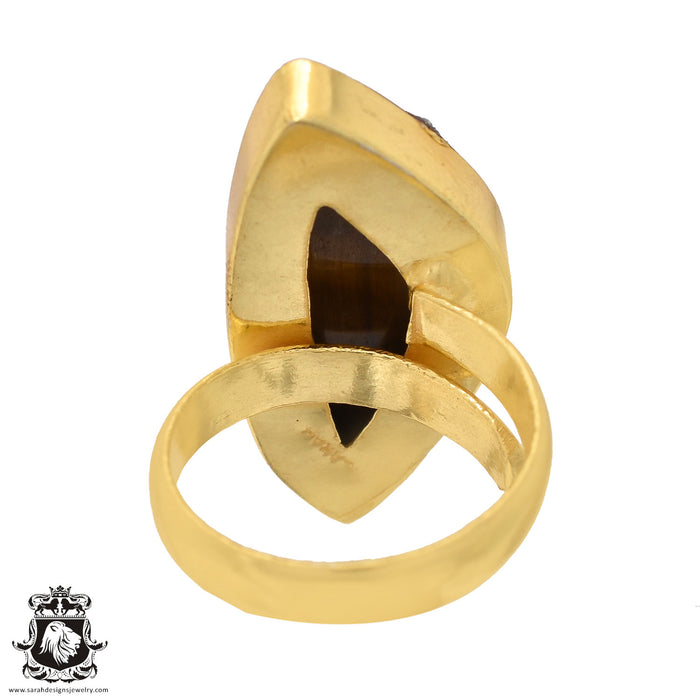 Size 7.5 - Size 9 Ring Tiger's Eye 24K Gold Plated Ring GPR564