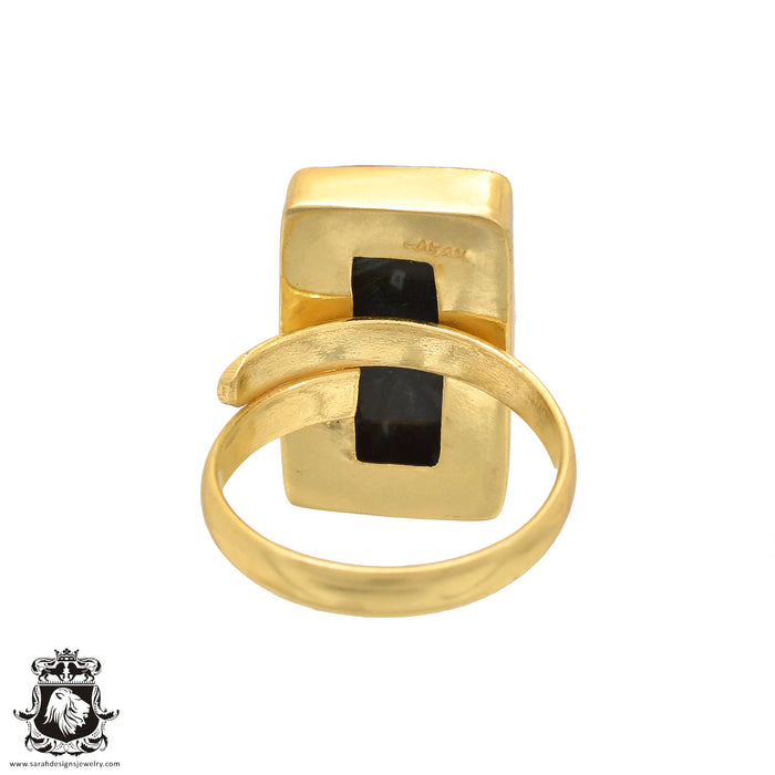 Size 10.5 - Size 12 Ring Stick Agate 24K Gold Plated Ring GPR586