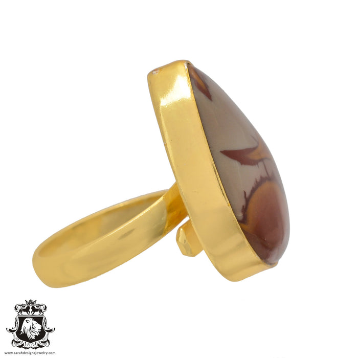 Size 8.5 - Size 10 Adjustable Noreena Jasper 24K Gold Plated Ring GPR607