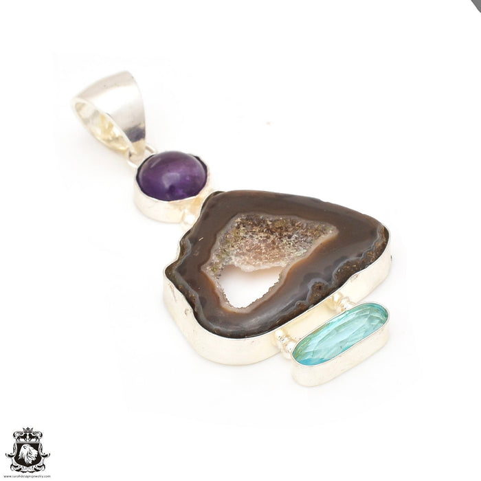 Slice Agate Pendant & Chain  P7151