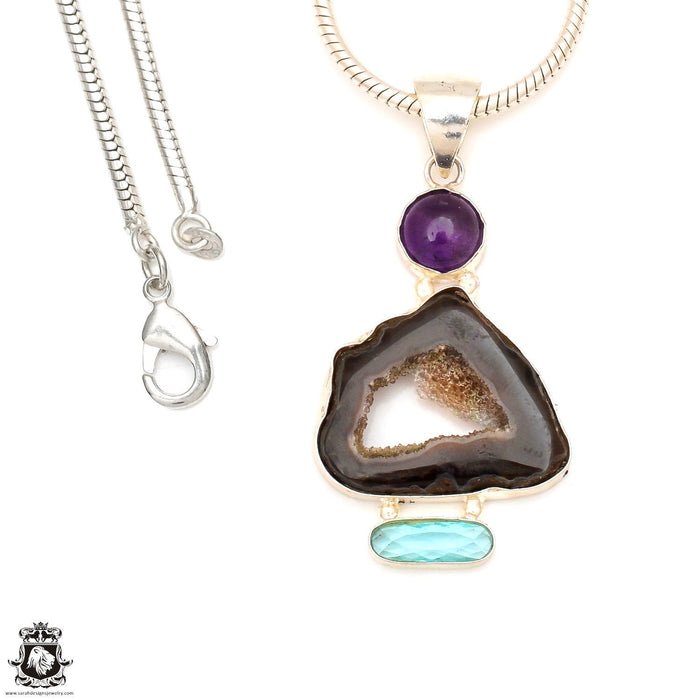 Slice Agate Pendant & Chain  P7151