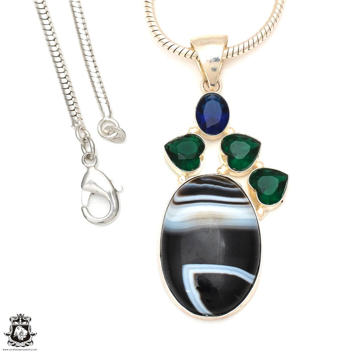 Banded Agate Pendant & Chain  P7156
