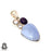 Blue Lace Agate Amethyst Pendant 4mm Snake Chain P7161