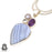 Blue Lace Agate Amethyst Pendant 4mm Snake Chain P7192
