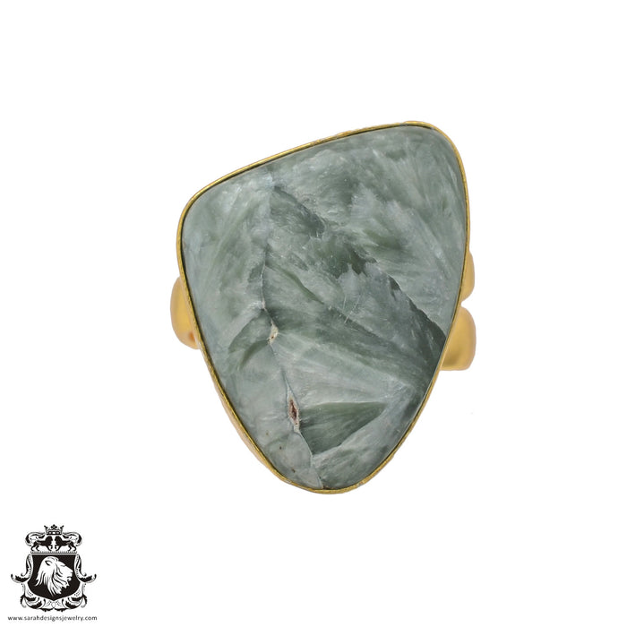 Size 6.5 - Size 8 Ring Seraphinite 24K Gold Plated Ring GPR635