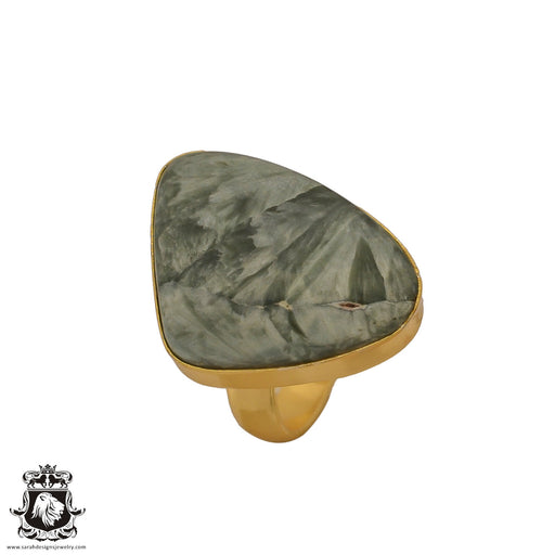 Size 6.5 - Size 8 Ring Seraphinite 24K Gold Plated Ring GPR635