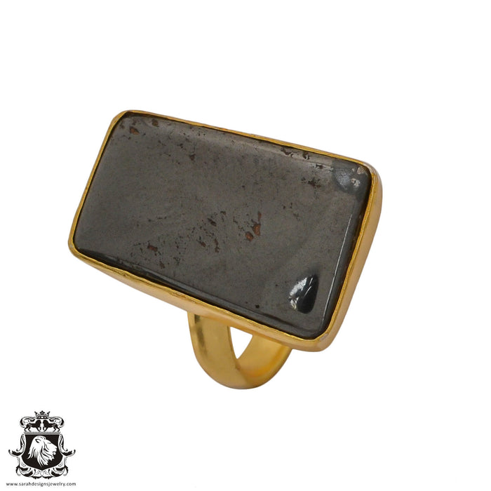 Size 6.5 - Size 8 Ring Hematite 24K Gold Plated Ring GPR646