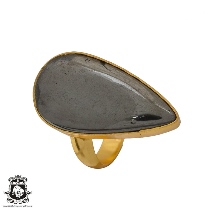 Size 7.5 - Size 9 Ring Hematite 24K Gold Plated Ring GPR651