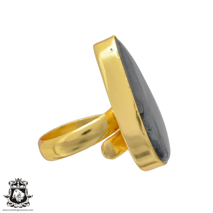 Size 7.5 - Size 9 Ring Hematite 24K Gold Plated Ring GPR651