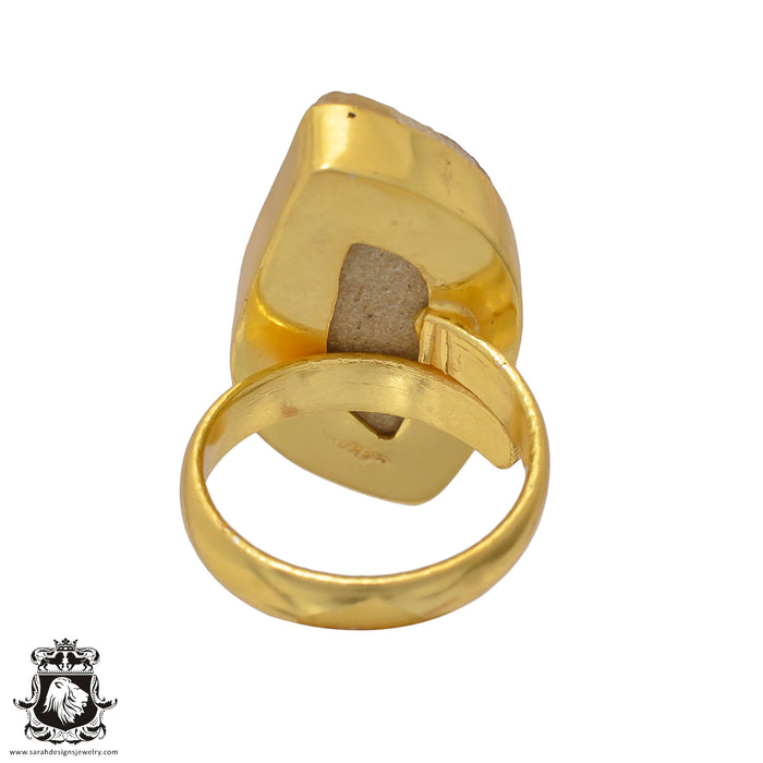 Size 6.5 - Size 8 Ring Psilomelane Dendrite 24K Gold Plated Ring GPR662