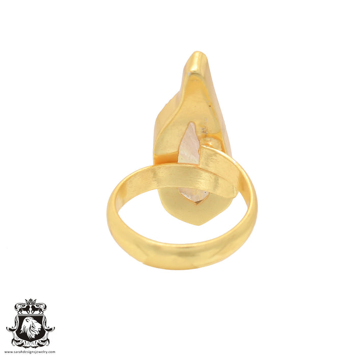 Size 9.5 - Size 11 Ring Titanium Aura Quartz 24K Gold Plated Ring GPR682