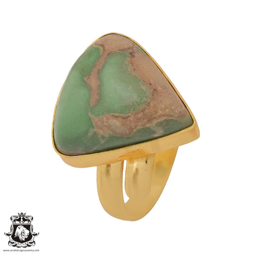 Size 8.5 - Size 10 Ring Variscite 24K Gold Plated Ring GPR728