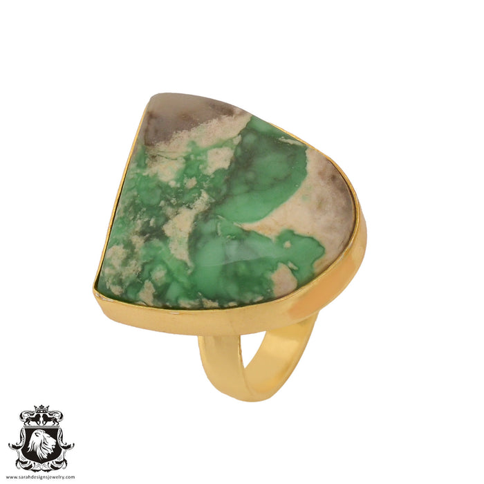 Size 7.5 - Size 9 Adjustable Size 7.5 - Size 9 Adjustable Variscite 24K Gold Plated Ring GPR731