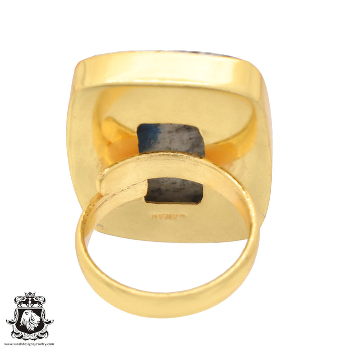 Size 6.5 - Size 8 Adjustable K2 Jasper Afghanite 24K Gold Plated Ring GPR764