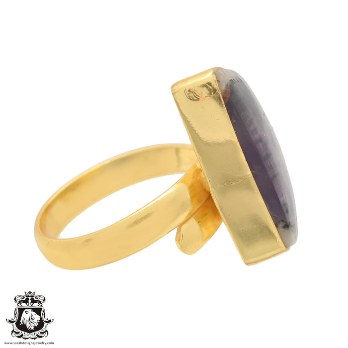 Size 8.5 - Size 10 Ring Auralite 23 Crystal 24K Gold Plated Ring GPR795
