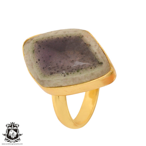 Size 9.5 - Size 11 Ring Auralite 23 Crystal 24K Gold Plated Ring GPR797