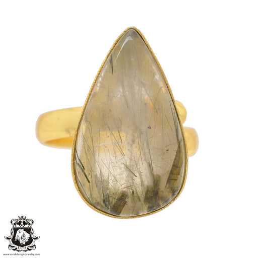 Size 8.5 - Size 10 Ring Prehnite 24K Gold Plated Ring GPR801