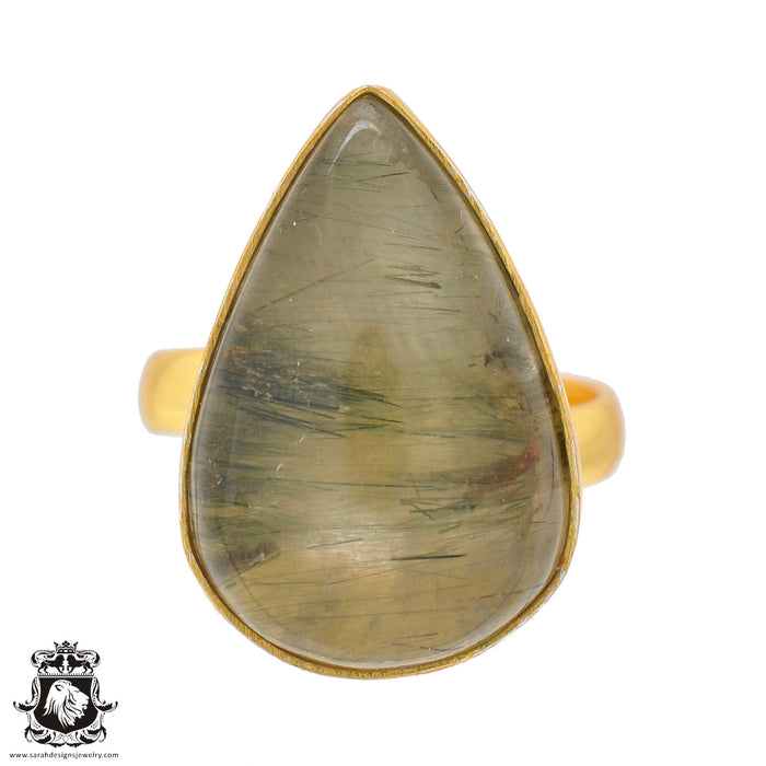 Size 7.5 - Size 9 Ring Prehnite 24K Gold Plated Ring GPR805