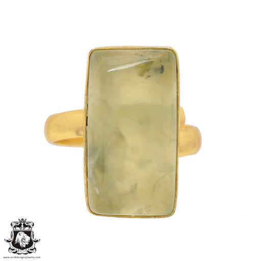 Size 8.5 - Size 10 Ring Prehnite 24K Gold Plated Ring GPR806