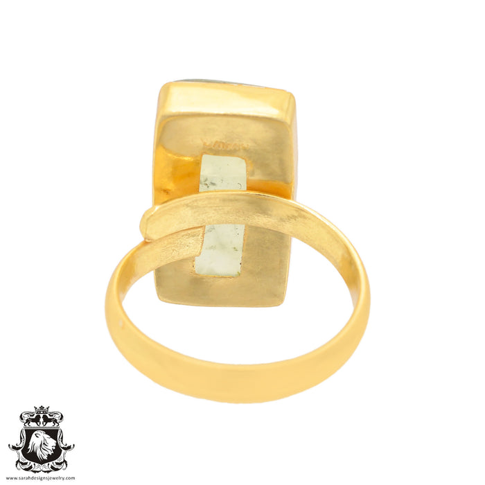 Size 8.5 - Size 10 Ring Prehnite 24K Gold Plated Ring GPR806