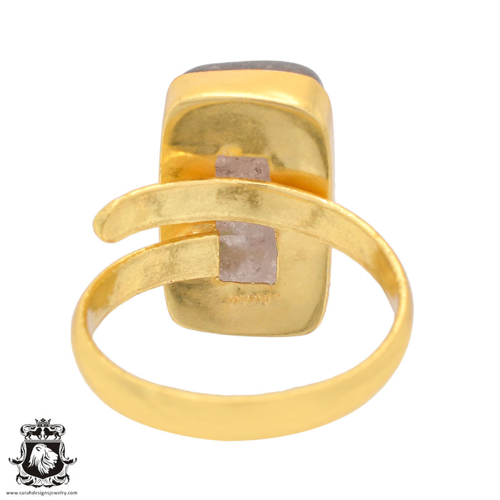 Size 10.5 - Size 12 Ring Lodolite Phantom Quartz 24K Gold Plated Ring GPR832