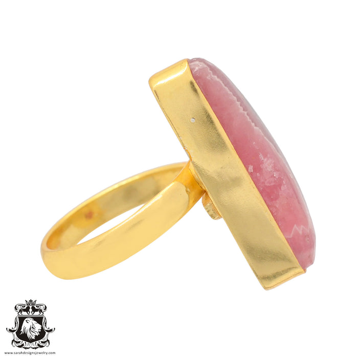 Size 7.5 - Size 9 Ring Rhodochrosite 24K Gold Plated Ring GPR837