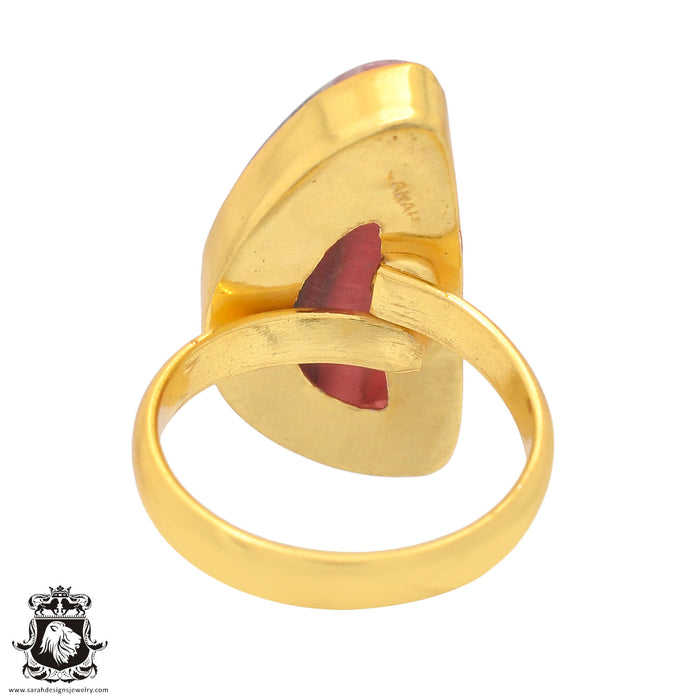 Size 7.5 - Size 9 Ring Rhodochrosite 24K Gold Plated Ring GPR837