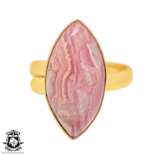 Size 10.5 - Size 12 Ring Rhodochrosite 24K Gold Plated Ring GPR838